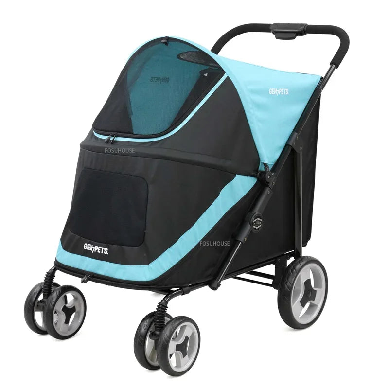 Modern Portable 55kg Large Dog Pet Stroller Cats Dogs Cart 4-wheel Foldable Large Capacity Stroller Outdoor Travel Trolley a