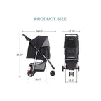3 Wheels Pet Stroller, Cats And Dog Strollers With Storage Basket And Cup Holder, Breathable Mesh, Lightweight Travel Carrier