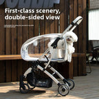 2026 Transparent Pet Stroller For Small Medium Dogs Lightweight Foldable Detachable Portable Outdoor Carrier Anti Tipping Design