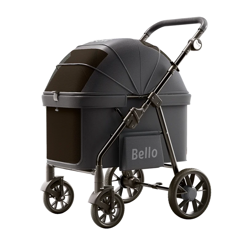 STLFBello New Design Foldable Pet Stroller for Large Dogs 4 Wheels Premium Travel Carrier