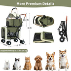 Double Pet Stroller for Dogs/Cats Dog Stroller Foldable Travel Carriage with Detachable Carriers Safety Belts 4 Lockable Wheels
