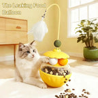 Long Rotating Feather Pole Cat Teaser with Bells & Catnip Treat Dispenser — Indoor Cat Exercise Toy