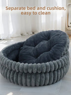 Round Velvet Pet Nest Bed with Removable Cover (Winter Warm)