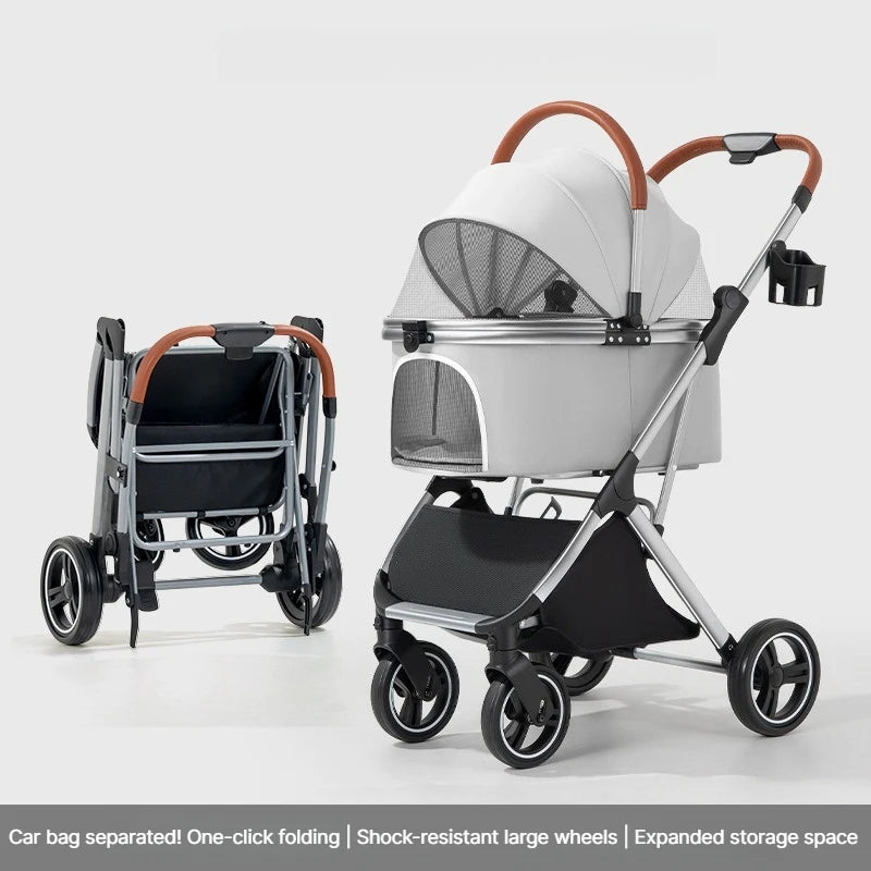 Detachable Basket Pet Stroller Ultra Lightweight Foldable For Small Medium Dogs Cats Outdoor Travel Portable Pet Carrier