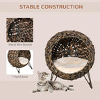 PawHut 20.5in Hand-Woven Banana Leaf Cat Bed (Brown)
