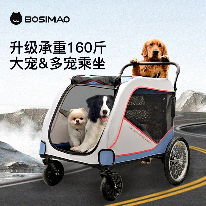 BOSIMAO Foldable Large Pet Dog Stroller Heavy Duty Cart for Giant Elderly Big Dogs Multiple Pets Outdoor Walking Travel Carrier