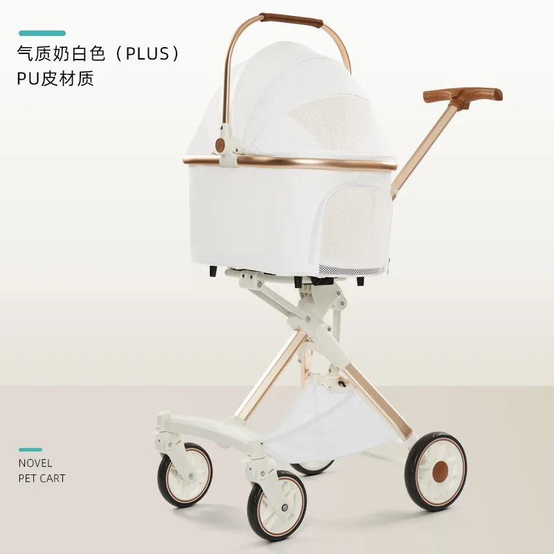 Pet Stroller for Small Dogs and Cats, Portable Foldable Dog Cart, Lightweight Retractable Pet Carrier, Easy Travel