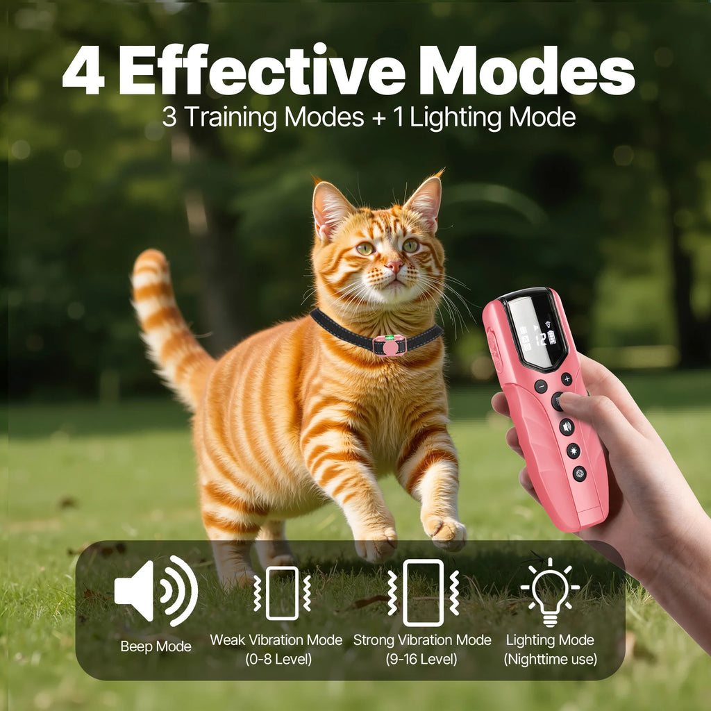 No-Shock Vibrating Cat Training Collar with Remote — 2000ft Range Rechargeable Beep & Vibration Collar