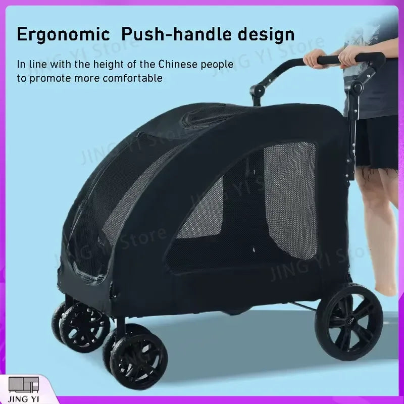 Large Capacity Foldable Pet Stroller for Dogs Outdoor Travel Mobility Scooter Dog Car Carrier with Sunshade Waterproof Fabric
