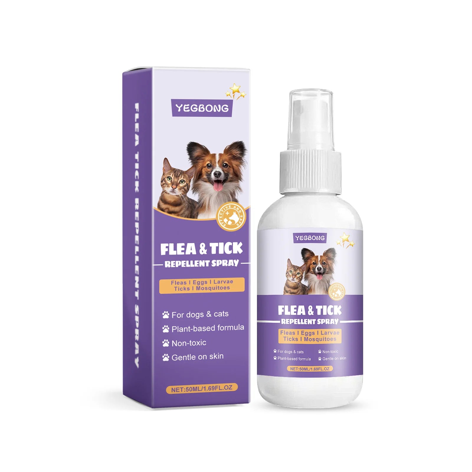 Pet Flea Tick Repellent Spray Waterproof Fur Clean Relieve Skin Itching Remove Mite Lice Dogs Cats External Insect Spray 50ml