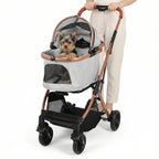 Folding Stroller All Terrain 4 Wheels Puppy Cage Jogger Stroller with Detachable Carrier with Sun Shades for Large & Medium Dogs
