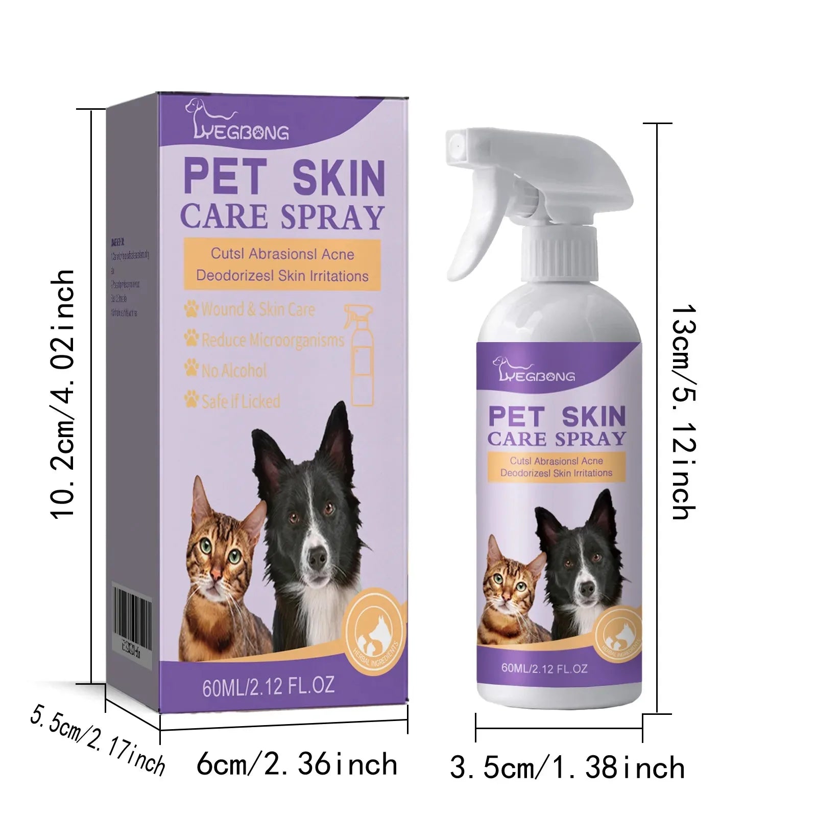 Cat Dog Hair Dry Cleaning Spray Skin Care Spray Pet Flea Mite Skin Treatment Pet Wound Repair Cat Regrowth Hair Repair Serum