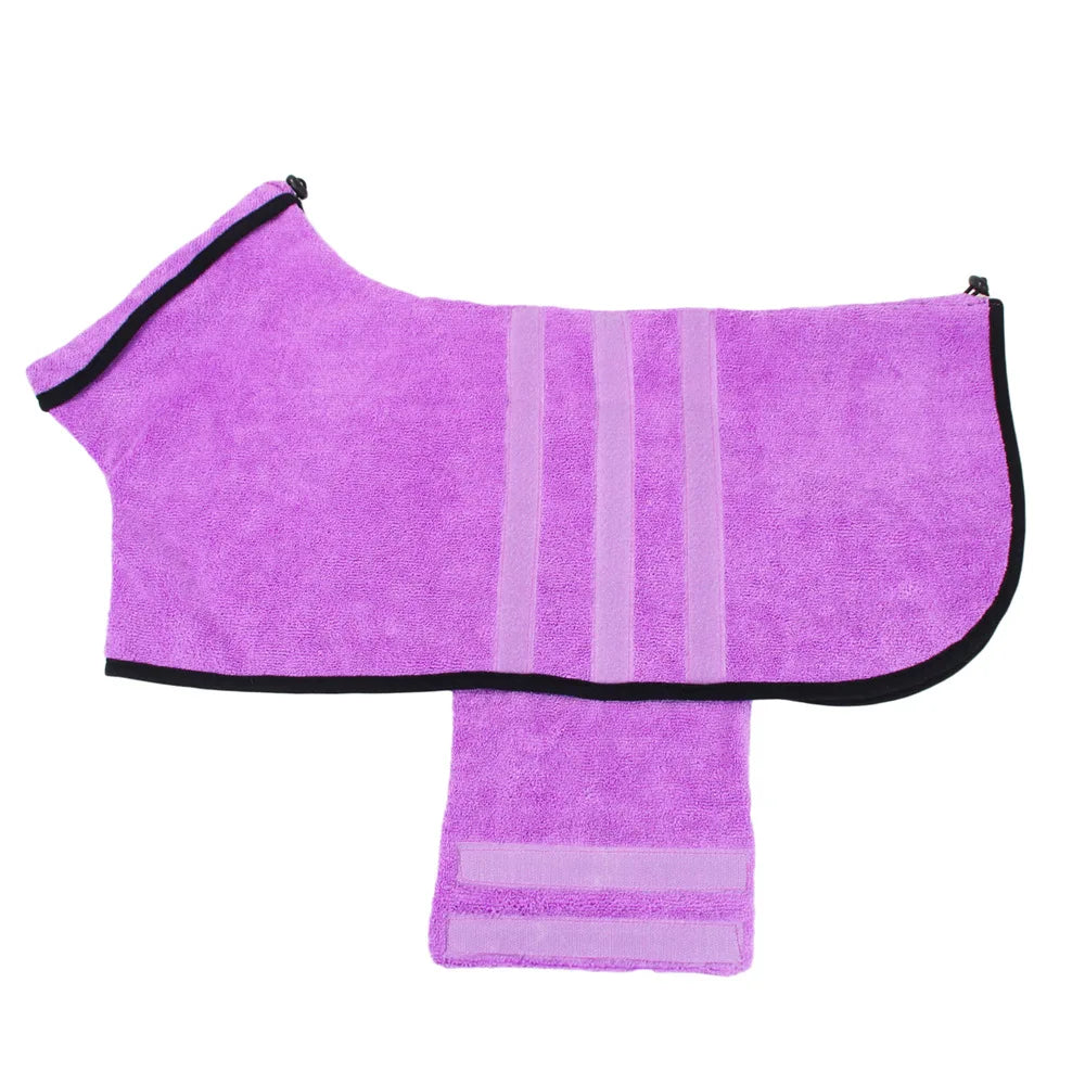 Dog Bathrobe 356g Microfiber Dog Drying Coat Super Absorbent Luxurious Soft Pet Bath Towel Adjustable Warm Dog Bathing Supplies