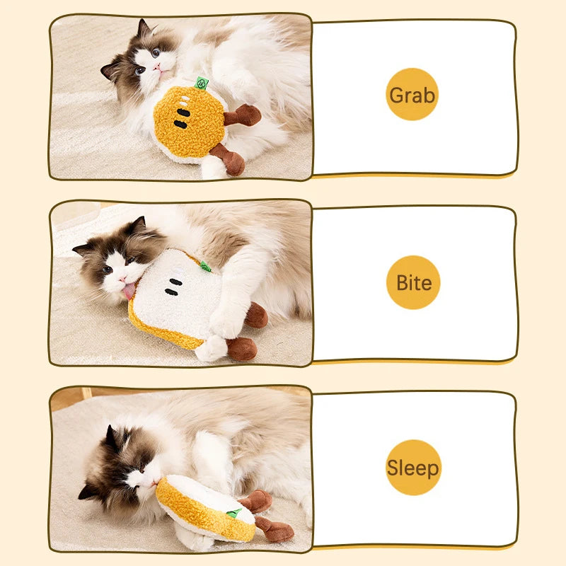 Catnip Baking Design Cat Chew Toy — Washable Soft Teddy Fleece Scratch-Resistant Toy for Cats