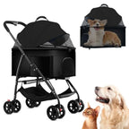 3 in 1 Dog Strollers 4 Wheels Folding Pet Stroller with Detachable Carrier Multifunction Portable Dogs Travel Carriers for Medi
