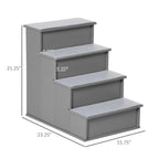PawHut Pet Stairs with Cushioned Cover (15.75x23.25x21.25in, Grey)