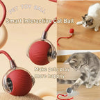 Auto Bouncing Ball Cat Toy with Rope — Type-C Rechargeable Motion-Activated 3-Mode Interactive Toy