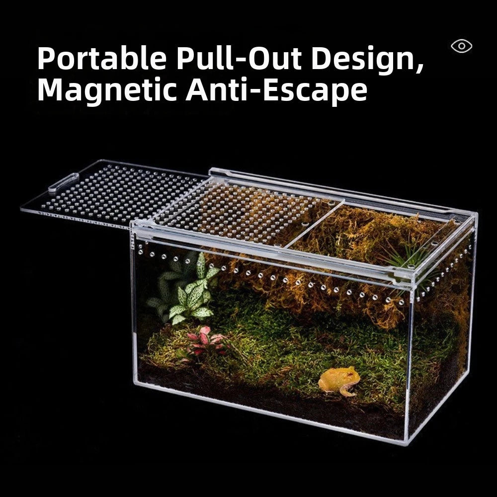 Transparent Reptiles Terrarium Acrylic Easy to Install Lizard Breeding Box Ventilated Anti-escape Gecko House Habitat for Snake