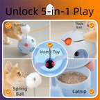 Auto-Rotating Spring Cat Teaser Ball with Feather & Bell — Tumbler Exercise Football Cat Toy