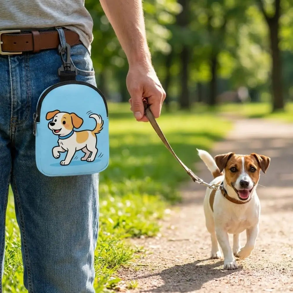 Portable Dog Training Snack Bag Waterproof Cartoon Pattern Dog Treat Pouch Leak-proof Large Capacity Food Dispenser Bag