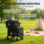 Lightweight Quick-Folding Double Pet Stroller for Dogs Cats Detachable Carriers Dog Stroller Travel Strolling Cart for Outdoor