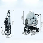 Lightweight Pet Stroller Foldable Outdoor Pet Stroller for Cats and Dogs Detachable Portable Pet Carrier High View Dog Stroller
