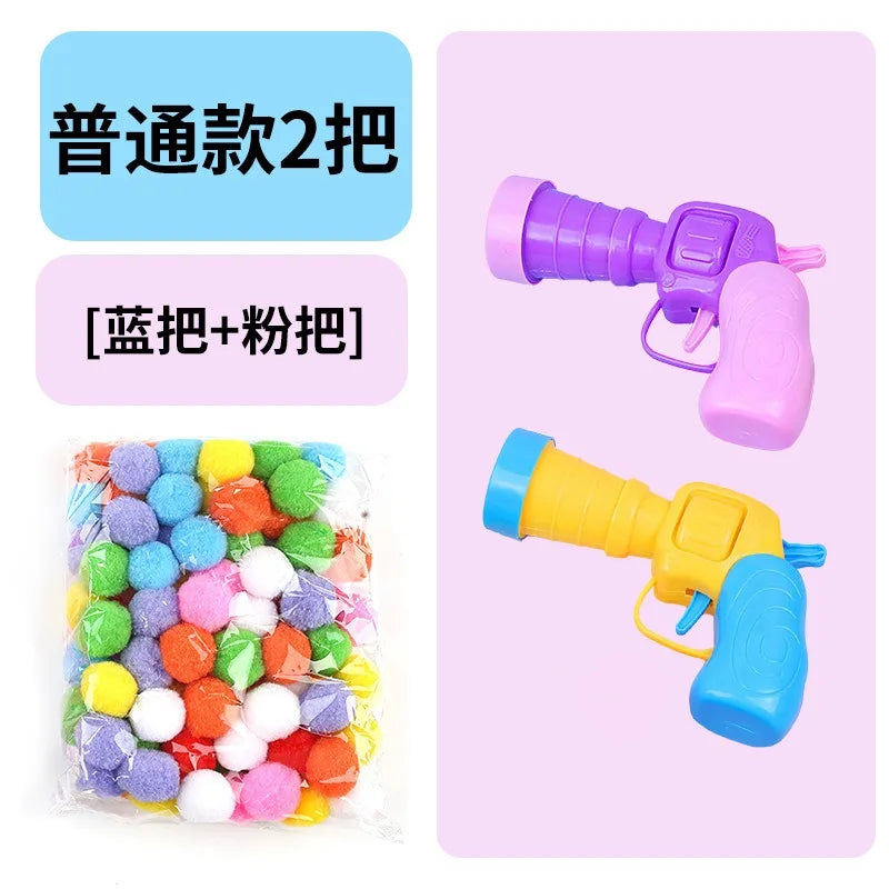 Cat Stick Hairball Gun Launcher — Indoor Self-Play Pom Pom Ball Launch Training Toy for Cats