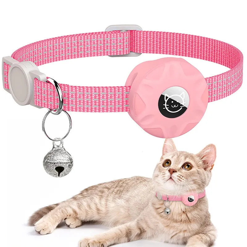 AirTag Cat & Dog Collar Silicone Sleeve — Reflective 3-Wire Tracker Holder with Bell