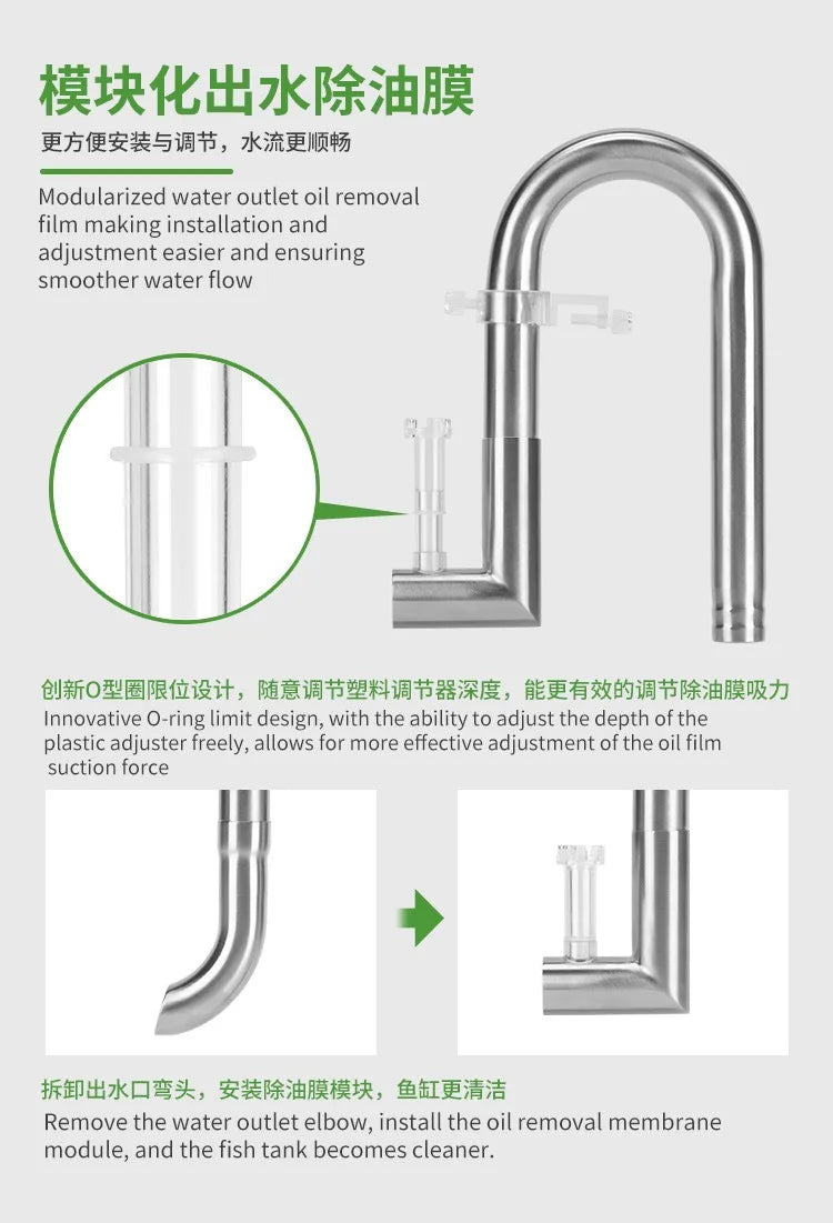 Stainless Steel Aquarium Filter Inlet & Outlet Tubes (Extendable, Anti-Fish Guard, Shrimp Safe)