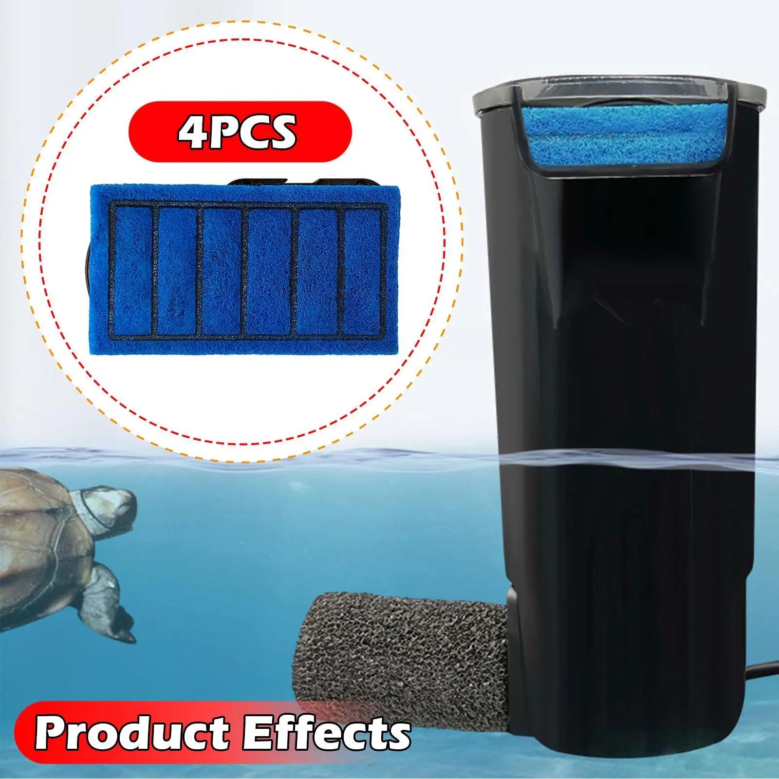 4 Pieces Fish Tank Filter Cartridges High Performance Directly Replace for 5W Reptile Tanks Low Water Filters Turtle Tanks