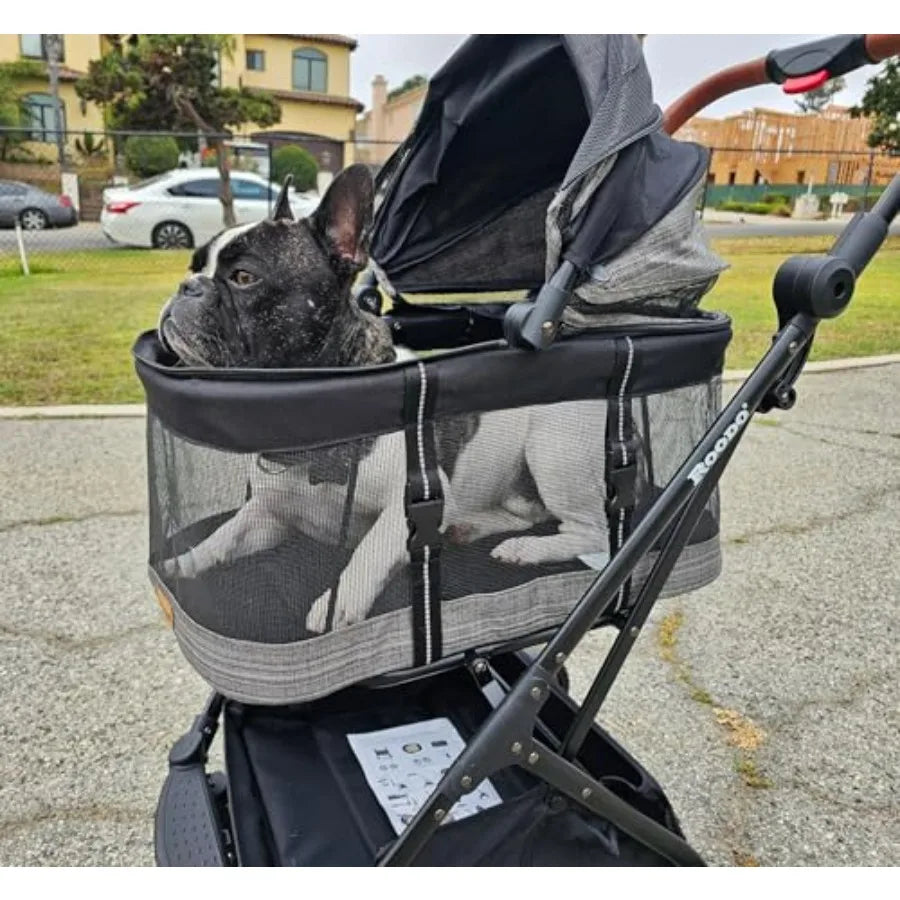 ROODO 2026 Upgraded Version 3-in-1 Dog Cat Stroller with Detachable Carrier Folding Lightweight Portable Travel Pet Gear All-Te
