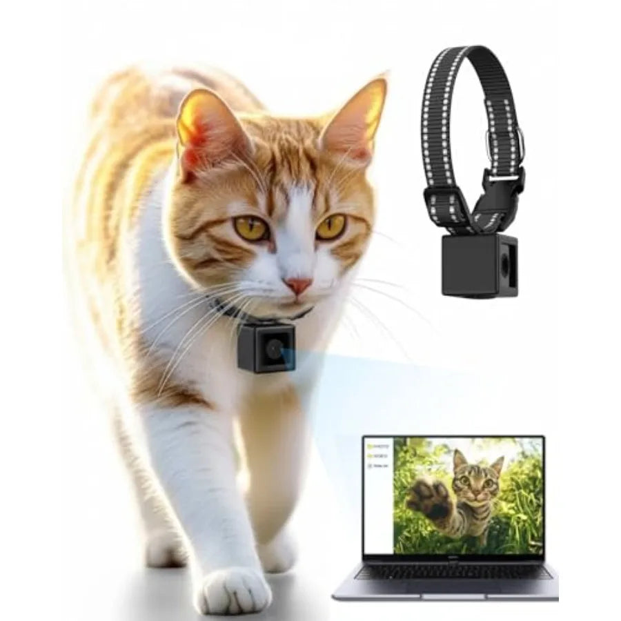 1080P HD Cat Camera Collar - No WiFi, No App Needed Mini Action Pet POV Cam for Cats & Dogs