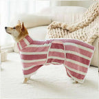 High Quality Water Absorption Dog Bathrobe Quick Drying Microfiber Pet Clothes Thickened Stripe Bath Towels Golden Retriever