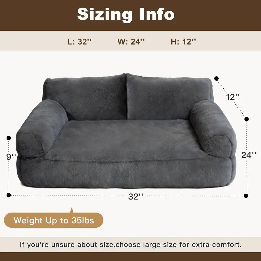 Plush Cat & Dog Couch Bed with Removable Washable Cover