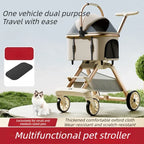Foldable Pet Stroller High Landscape Breathable Mesh Dog Travel Carrier Basket for Small Medium Dogs Cats Portable Pets Carrier