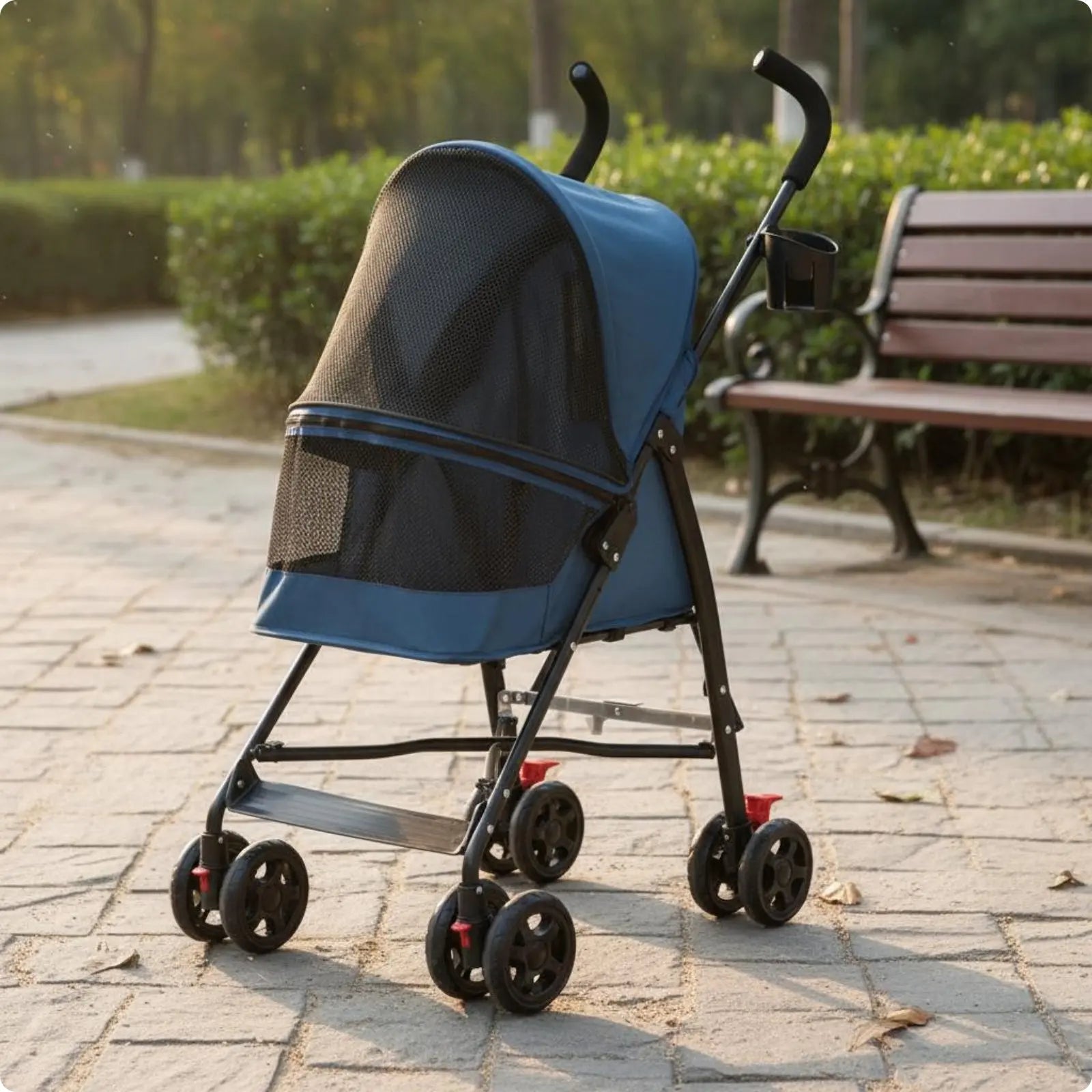 Foldable Pet Stroller Ventilated Lightweight Pet Stroller Large Viewing Window Lockable Wheels for Dogs, Travel, Park
