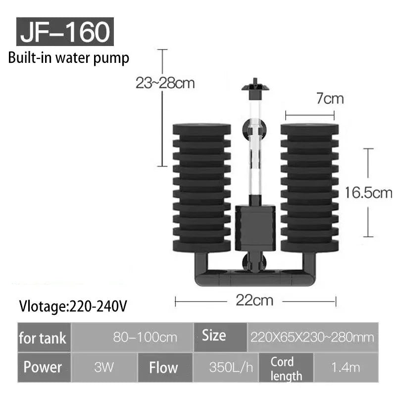 220V 50Hz Aquarium Filter Electric Power Filter Biochemical Sponge Silence Submersible Bio Media Balls Fish Tank Accessories
