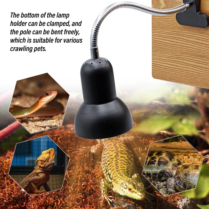 UVA+UVB 3.0 Reptile Lamp Holder Set with Clip-on Thermometer Hygrometer Lizard Turtle Tortoises Tools Basking Heating Bulb 220V