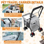 Double Pet Stroller for Dog Cats, Quick-Folding Dog Stroller Carrier with Detachable Carriers, Pet Travel Carrier Strolling Cart