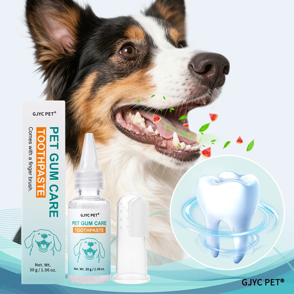Pet Toothpaste Kit Toothbrush & Finger Brush Watermelon Flavor Gentle Fresh Breath Plaque Tartar Remover for Dogs Cats Oral Care