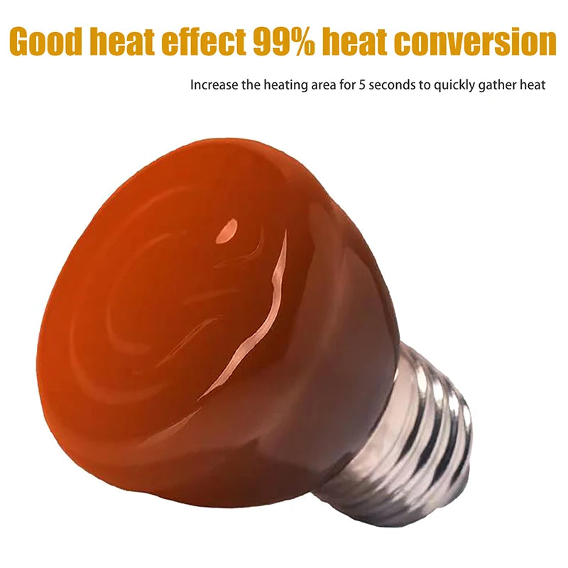 1Pc Brooder Chickens Tortoise Lizard Reptile Light 20-80W 220-240V Far Infrared Heating Lamp Black Ceramic E27 Pet Warmer Bulb