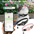 Lightweight Cat GPS Locator Collar with Reflective Strips - Real-Time Night Safety Tracking for iOS & Android