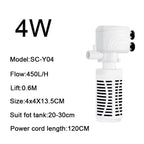 3-in-1 Silent Submersible Aquarium Filter Pump (220V, Aerator, Wave Maker, Water Changer)