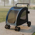Foldable Dog Stroller Lightweight Feline Stroller Pet Pushcart Large Size Dog Stroller Mesh Sides for Park