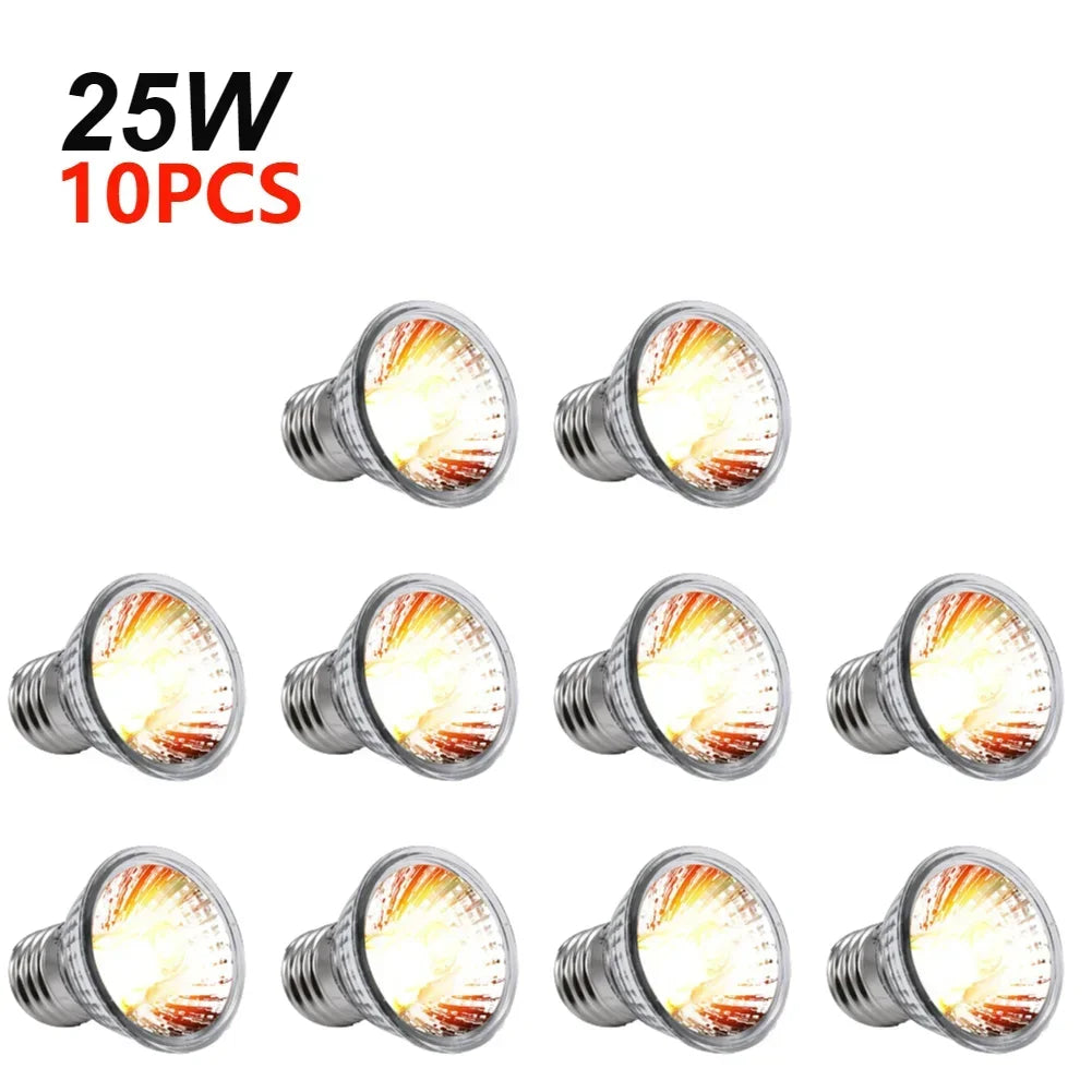 1-20PCS 25/50/75W UVA+UVB Reptile Lamp Bulb Turtle Basking Heating Light UV Light Bulbs Full Spectrum Sunlamp for Amphibians