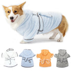 Pet Dog Bathrobe White Super Absorbent Fast Drying Dog Bathing Jacket with Belt for Small Big Dog Puppy Pajamas Sleeping Clothes