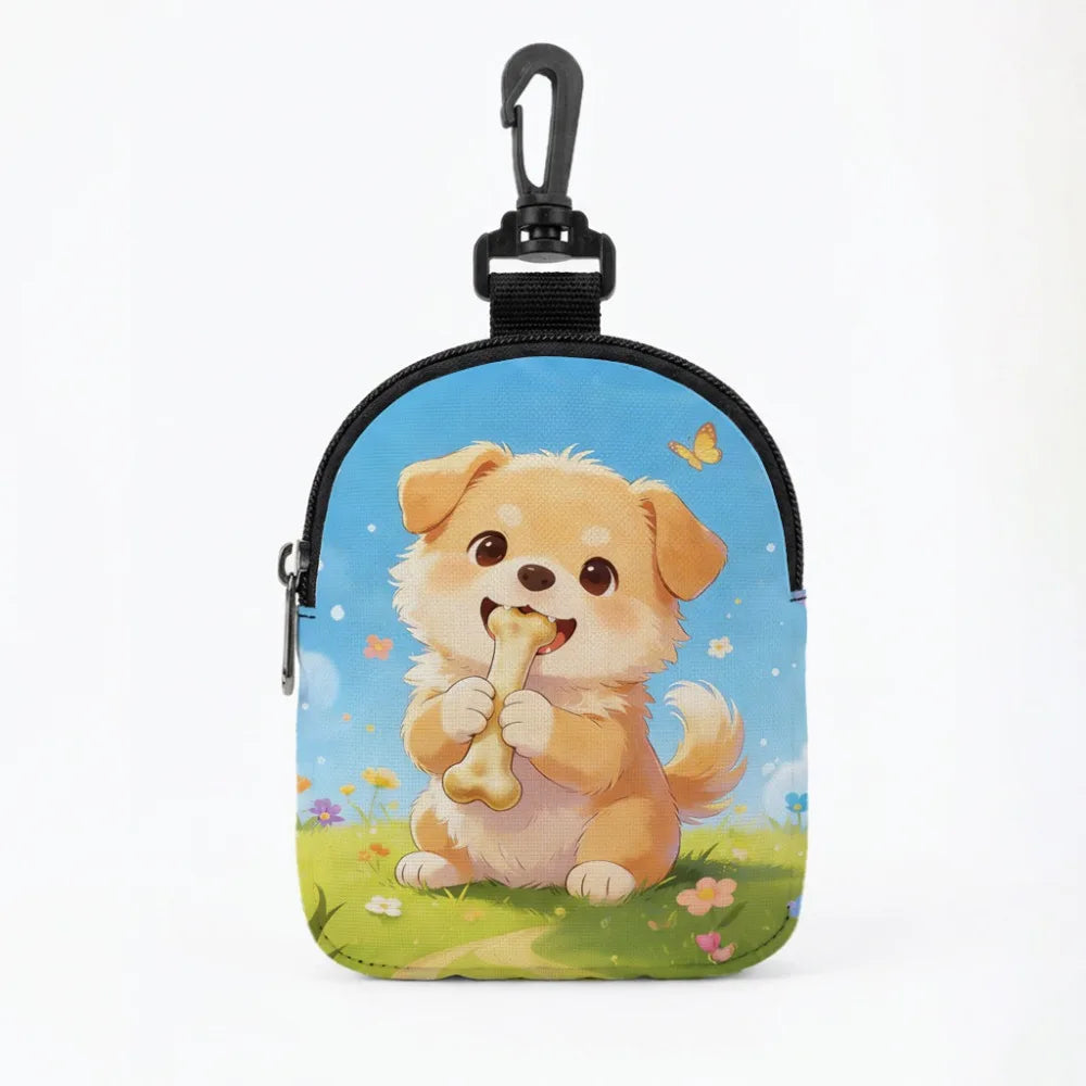 Portable Dog Training Snack Bag Cartoon Pattern Waterproof Dog Treat Pouch with Hook Buckle Leak-proof Pet Food Storage Bag