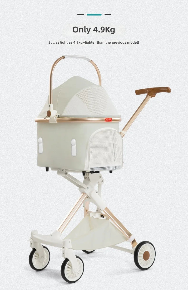 Pet Stroller for Small Dogs and Cats, Portable Foldable Dog Cart, Lightweight Retractable Pet Carrier, Easy Travel