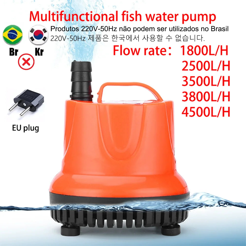 Submersible Aquarium Pump (30–110W, Bottom Suction, Multi-Function)