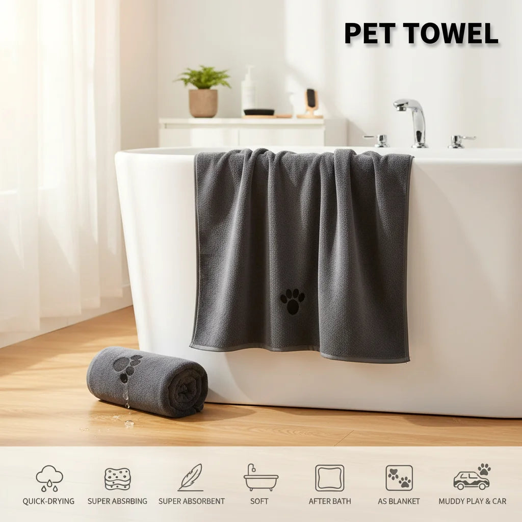 50*100 Super Absorbent Dog Bathrobe Cat Accessories Pet Bath Towel Cat Blanket Dog Products Quick Dry Soft Microfiber Pet Towel